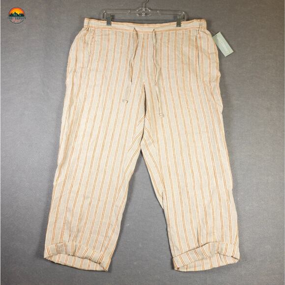 NWT Coldwater Creek Crop Pants Flex Copper Striped Drawstring Waist Women's 1X - Picture 2 of 12